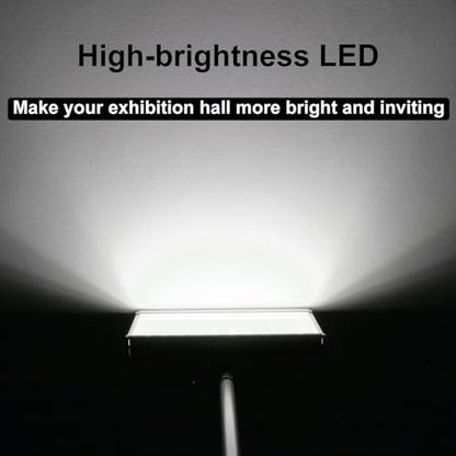 Trade Show Lights LED Display and Exhibit Arm Lighting, Connectable Tradeshow Lights Included Clamps, Mounting Brackets, Power Cables, Connect Cables (2pcs Black) (Black) - color: Black
