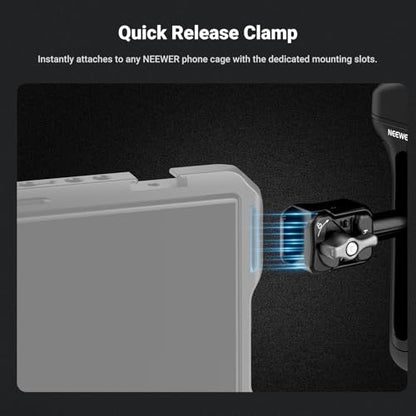 NEEWER Quick Release Side Handle with Anti Off Cold Shoe, 360° Rotation, Silicone Nonslip Grip, Compatible with iPhone 16 Pro Max S25 Ultra Phone Cage Accessories, PA148 - style: PA148