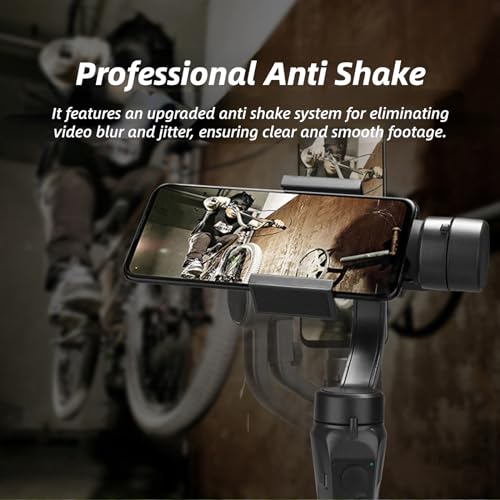 3 Axis Handheld Gimbal Stabilizer for Smartphone, S5 Foldable Phone Video Stabilizer with Face Tracking, Anti-Shake, 12H Battery, for iPhone Android
