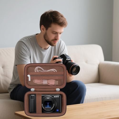 Case for Sony ZV-1F/ ZV-1/ ZV-1 II/Sony RX100 VII/ RX100 III Digital Camera | Sony ZV-1F/ ZV-1/ ZV-1 II/ RX100 VII Digital Camera Carrying Case, Hard Travel Protective Bag, Pocket fits Accessories, Brown - color: Brown
