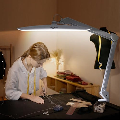 117PCS LED Clamp Desk Lamp, 20 Inch Metal Swivel Arm with Protective Casing, 2200 Lumens, Dimmable Task Lamp for Reading, Office Work, Sewing, Study, and Crafts(White) - size: WHITE-NonCCT-Protective
