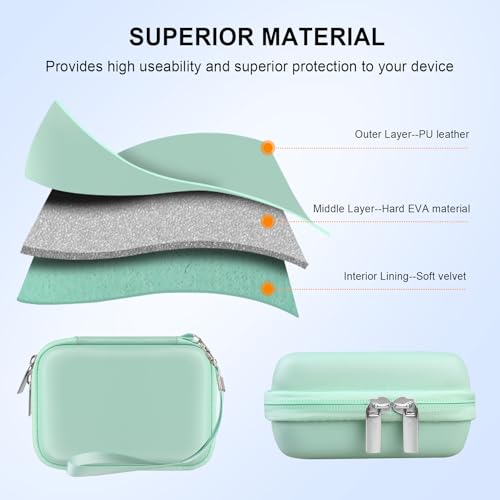 Elonbo Carrying Case for Canon PowerShot ELPH 360 HS A/ 360 HS/ 360/ IXY 650 Digital Camera, Canon PowerShot ELPH 330/190/160/115/130/110 Camera Hard Travel Bag, Mesh Pocket fits Cable, Light Green - color: Light Green