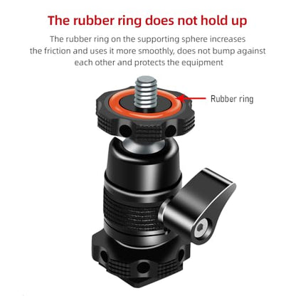 Andoer Mini Ball Head Adapter Monitor Mount Cold Shoe Adapter Aluminum Alloy with 1/4 Inch Screw for Mounting Camera Monitor Microphone LED Video Light