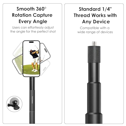 PrecisionMaster Golf Tripod - Heavy Duty Aluminum Base with iPad Pro Compatible, 52" Adjustable with Magnetic Mount, Golf Swing Analysis, Ideal for Golfers, Beginners - color: iPad Mount & Magnetic