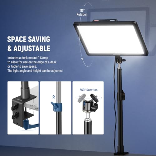 NEEWER 15.5" LED Streaming Key Light, Clamp on Desk Panel Video Lighting for Gaming Recording Zoom Call, CRI97+, 2.4G PC/Mac iOS/Android APP Control, Compatible with Elgato Stream Deck, GL1 PRO Black