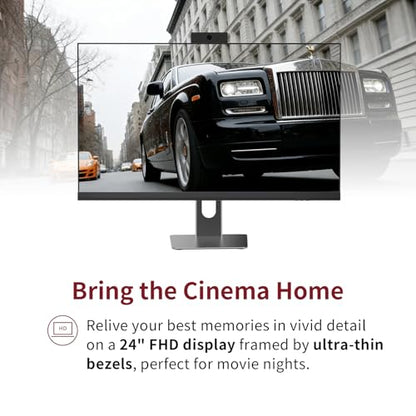 All in One Desktop Computer, 24" Display, i5 CPU Up to 3.3 GHz, 16GB RAM, 256 GB SSD, Privacy Protection Webcam, WiFi 6 + BT 5.3, Win11 Home, Black