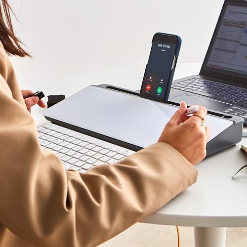 GAROOD Desktop Dry Erase Board with Storage (Black Base) Desk White Board Desk Board Glass Desktop White Board with Stand Home Office Organizer Phone Holder 15.8X7X2 inches - color: Black Base + Whiteboard