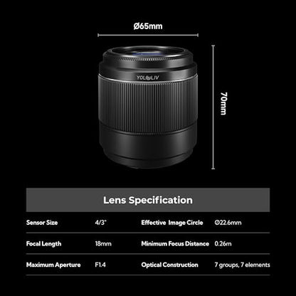 YOLOLIV YoloCam S7 4K60 Streaming Camera with 18mm F1.4 MFT Lens, ToF Autofocus, 4X Zoom, Interchangeable Lens, Plug & Play Webcam, for Twitch, YouTube, Zoom - style: Camera Body with 18mm Lens