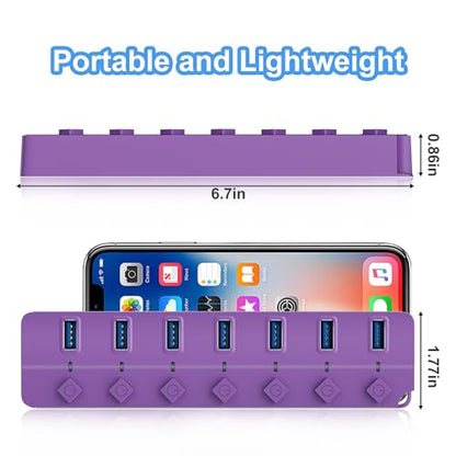 ONFINIO USB Hub 3.0, 7-Port USB Hub Splitter with Individual On/Off Switches and Lights, 3.2ft/1m Long Cable Compatible with MacBook, Laptop, Surface Pro, PS4, PC, Flash Drive, Mobile HDD-Purple - color: Purple