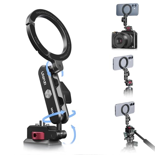 ULANZI MA56 Aluminum Magnetic Phone Tripod Mount w 1/4" Screw Arca Base | Strong Magnetic, 1/4'' Thread for Tripods Stabilizer, Foldable Camera Phone Holder w Cold Shoe 360° Rotation for iPhone 17/16