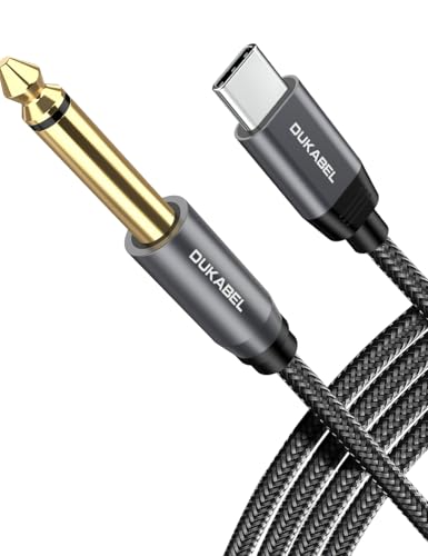 DUKABEL USB C Guitar Cable, Type C to 1/4 TS Cord for Guitar Recording, 8Feet/2.4Meter Instrument Mono Cord for Bass, Mixer, Laptop, Smartphones - style: TypeC to 1/4inch