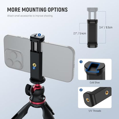 NEEWER Entry Level Version Mini Tripod for Camera, 360° Small Desk Portable DSLR Webcam Cell Phone Mount Holder Stand Selfie Stick Grip Compatible with iPhone Samsung Android Video Recording, GM-2G - style: GM-2G