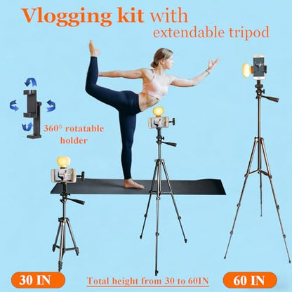 All in One Vlogging Kit for iPhone & Android Phone, Content Creator Kit 60" Tripod