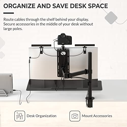 HumanCentric DSLR Monitor Mount Small, Desk Camera Mounting, Light Webcam, Microphone Shelf for Monitor VESA Arm, Replace Clamp Tripods, 100x100mm Patterns, Aluminum, Hardware Included - size: Small Shelf
