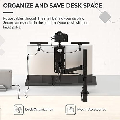 HumanCentric DSLR Monitor Mount Small, Desk Camera Mounting, Light Webcam, Microphone Shelf for Monitor VESA Arm, Replace Clamp Tripods, 100x100mm Patterns, Aluminum, Hardware Included - size: Small Shelf