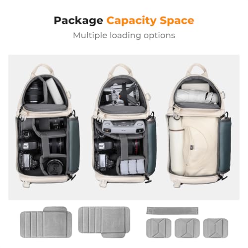 K&F CONCEPT Camera Sling Bag Crossbody Bag Camera Shoulder Backpack DSLR/SLR/Mirrorless Photography Bags Compatible with Canon/Nikon/Sony/Fuji/Gopro/DJI - color: White, size: Medium