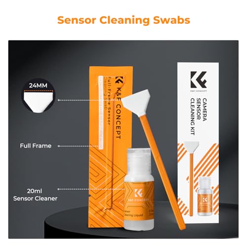 K&F CONCEPT 24mm Full Frame Sensor Cleaning Swab*6 + 20ml Sensor Cleaner, DSLR SLR Digital Camera CMOS and CCD Sensor Cleaning Swab Kits for Nikon Sony Canon Camera Clean - size: 24mm