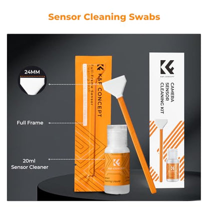 K&F CONCEPT 24mm Full Frame Sensor Cleaning Swab*6 + 20ml Sensor Cleaner, DSLR SLR Digital Camera CMOS and CCD Sensor Cleaning Swab Kits for Nikon Sony Canon Camera Clean - size: 24mm