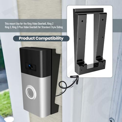 AMTHKNO Video Doorbell Vinyl Siding Mounting/Adapter Angle Adjustment Plate W/Hardware, for Ring Video Door-Bell/VideoD-oorbell, R ing 2, R ing 3, Ring 3 Plus Video Doorbell fit Standard Style Siding