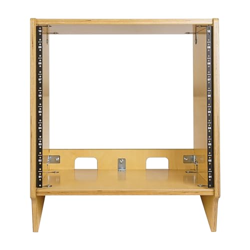 Sound Town DIY 10U Angled Desktop Turret Studio Rack with Solid Baltic Birch Plywood, Golden Oak, Assembly Required (SDRK-10SL) - size: 10U, Golden Oak