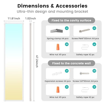 AIKVSXER 24Pack 1x4 LED Flat Panel Light, 6500LM Ultra-Bright, 30-50W White | 3000K-6500K Adjustable, 0-10V Dimming, AC120-277V, Slim Surface Mount Ceiling Light for Office, Home, Garage - color: White, size: 1x4ft-24P