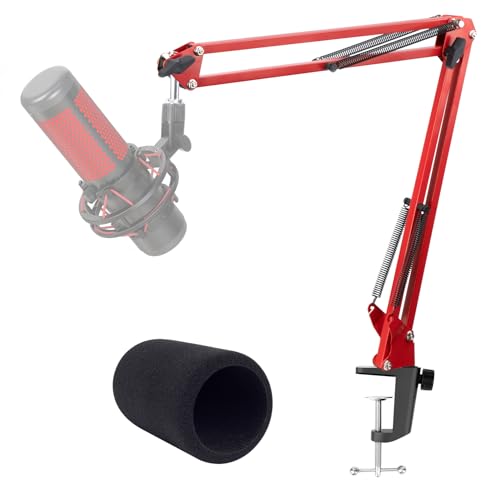 Red Mic Arm Compatible with HyperX QuadCast S - Premium QuadCast S Microphone Boom Arm for Gaming, Streaming by YOUSHARES - color: Red