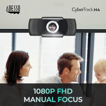 CyberTrack H4 Webcam 1080P HD USB Webcam with Built-in Microphone, Zoom Certified, Black