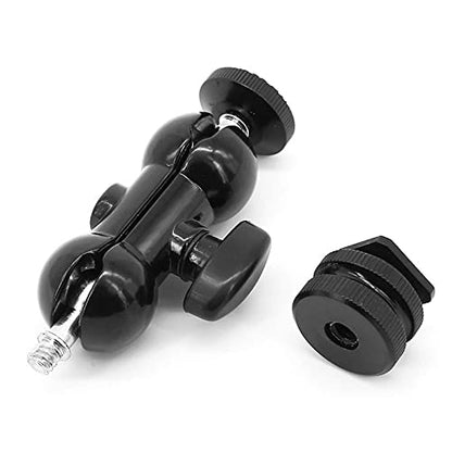 Cool Ballhead Multi-Function Double Ball Head with Cold Shoe Mount and 1/4" Screw for DSLR Cameras/Camcorders/Camera Cage/Monitor and LED Light
