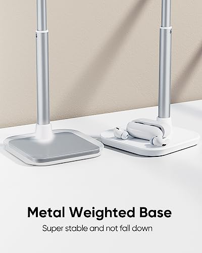 Cell Phone Stand, Adjustable Height Phone Stand for Desk, Eye Level Desktop Phone Holder Compatible with iPhone, Pro Max, Samsung, and All Mobile Phones up to 10'' - color: White