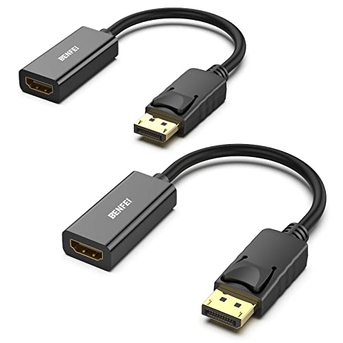 BENFEI 2 Pack DisplayPort to HDMI Adapter 4K Unidirectional DisplayPort DP Computor to HDMI Monitor Connection Adapter Compatible with Laptop PC Monitor TV Projector - color: Black, style: 4K 30Hz-2 Pack