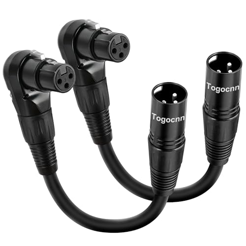 2-Pack XLR Microphone Extension Cable Adapter 0.6 Feet, 90 Degree XLR Female to Straight Male 3-Pin Mic Connector for Speaker, Recording Studio, Mic Mixer, Audio Interface, Amplifier, More - color: 90 Degree XLR Female (0.6 Feet), size: 2 Pack