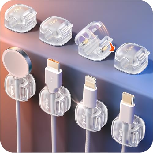 Cable Clips,8 Pack Cord Holder Cord Organizer [1s Lock & Strongest Adhesive] Spring Cord Clips Phone Charger Wire Desk Cable Management Nightstand Home Office School Decor Women Desk,Transparent Clear - color: Transparent Clear, size: 8 Pack