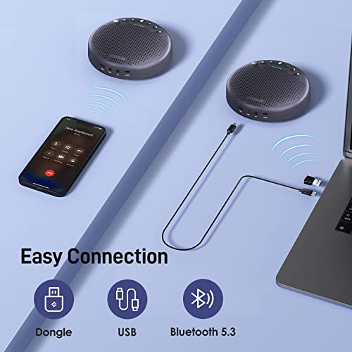 EMEET Conference Speaker and Microphone w/8+1 Mics, 360° Voice Pickup, Noise Reduce, Bluetooth/USB/Dongle Speakerphone for 14 People w/Daisy Chain for 25, Compatible w/Leading Platforms, 2025 Version - size: Luna Plus Kit for 14