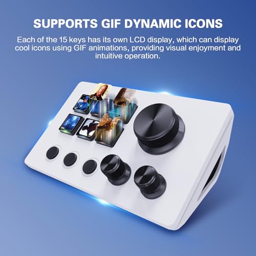 ActionRing Streaming Macro Keypad, Stream Controller Deck, Gaming Shortcut Keyboard, with 6 Customizable LCD Shortcut Keys, 3 Buttons and 3 Dials, Trigger Actions in OBS/Twitch/YouTube, For office workers and Content creaters,Windows 10/Mac14.0 (N3 White)