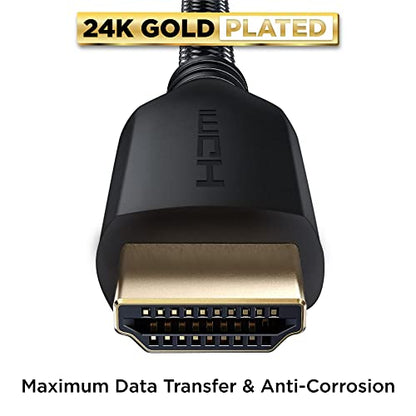 PowerBear 4K Long HDMI Cable 40 ft | High Speed, Braided Nylon & Gold Connectors, 4K @ 60Hz, Ultra HD, 2K, 1080P, ARC & CL3 Rated | for Laptop, Monitor, PS5, PS4, Xbox One, Fire TV, Apple TV - size: 40ft