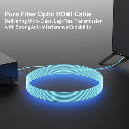 RUIPRO 8K Detachable Full Fiber Optic Armored HDMI 2.1 Cable 15FT, Ultra High Speed 48Gbps, Support 8K@60Hz 4K@120Hz, Dynamic HDR, eARC, Compatible with PS5/Xbox/Blu-ray/TV/Monitor/Projector - size: 15FT