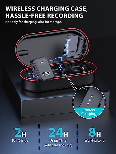 SYNCO Wireless Lavalier Microphone 2.4G Lav Mic with Charging Case 656FT 8H for Online Class Live Streaming YouTube for Camera Smartphone Tablet (1TX+1RX(with Display+8GB +Charging Case) - style: 1TX+1RX(with Display）+8GB +Charging Case