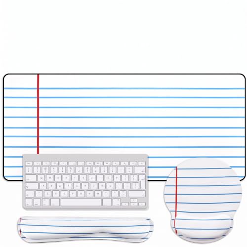 Kingdder Stripes Line Teacher Desk Mat Mouse Pad Set Include Large Desk Mat Pad with Wrist Rest Mouse Support, Keyboard Wrist Rest Coaster Back to School Classroom Teacher Appreciation Gift - style: Line Book