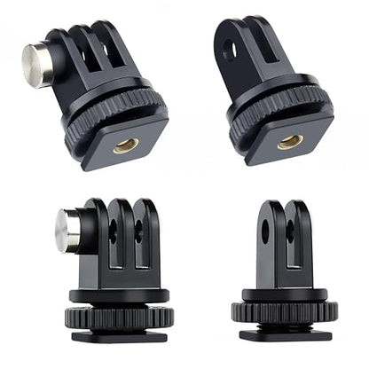 GEPULY 4 Pack Cold Shoe Mount Adapters,1/4" Thread Hole Cold Shoe Bracket,for GoPro Hero 13 12 11 10 9 8 7 6 5 4, Action Cameras DSLR Camera Cage Microphone LED Light Selfie Stick Monopod
