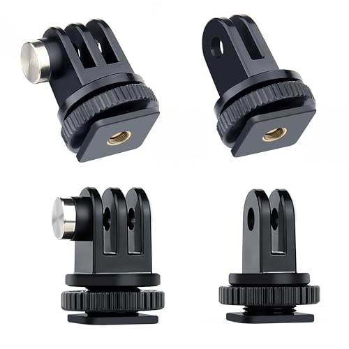 GEPULY 4 Pack Cold Shoe Mount Adapters,1/4" Thread Hole Cold Shoe Bracket,for GoPro Hero 13 12 11 10 9 8 7 6 5 4, Action Cameras DSLR Camera Cage Microphone LED Light Selfie Stick Monopod