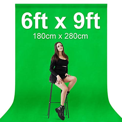 EMART Green Screen Backdrop, 6 x 9 Ft Photography Greenscreen Background Sheet Fabric Kit for YouTube Video Streaming Zoom, Small Photo Chromakey Polyester Cloth Curtain with 4 Clip - color: Green, size: 6 x 9 Ft