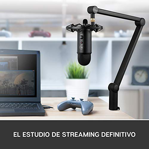 Blue Microphones Blue Yeticaster Professional Broadcast Bundle with Yeti USB Microphone, Radius III Shockmount and Compass Boom Arm (Renewed)