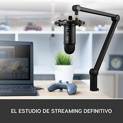 Blue Microphones Blue Yeticaster Professional Broadcast Bundle with Yeti USB Microphone, Radius III Shockmount and Compass Boom Arm (Renewed)