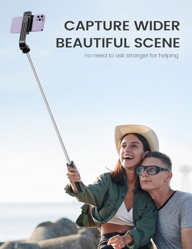ANXRE 41.7" Extendable Selfie Stick with Wireless Remote, Compact & Portable for Travel, Compatible with iPhone Samsung Android Smartphones - size: 41.7"-Black