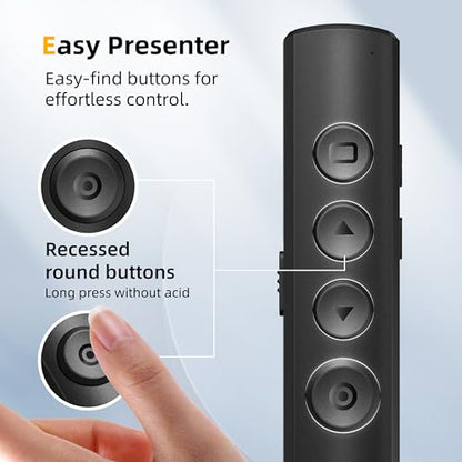 Wireless Presentation Clicker for Powerpoint Slideshow, Office/Classroom PPT Remote Presenter Pointer Slide Advancer with USB Receiver for Computer/MacBook Laptop/PC Black Red Light - color: Black