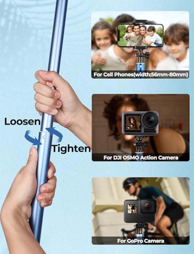118'' 9.8ft Long Selfie Stick for iPhone, Android, Extended Super Long Pole, Selfie Stick Tripod with Remote, for Selfies/Video Recording, Includes Phone Tripod, Bluetooth Wireless Remote (20 to 118")
