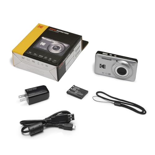 KODAK PIXPRO FZ55-GRY 16MP CMOS Sensor Digital Camera 5X Optical Zoom 28mm Wide Angle 1080P Full HD Video 2.7" LCD Vlogging Camera, Gray - color: Gray