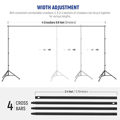 NEEWER 8.5x10ft Adjustable Backdrop Stand Kit, Photography Background Support System with 4 Crossbars, 6 Spring Clamps, 6 Backdrop Clips, 2 Sandbags, and Carrying Bag for Photo Video Party Ceremony - size: 10ft x 8.5ft