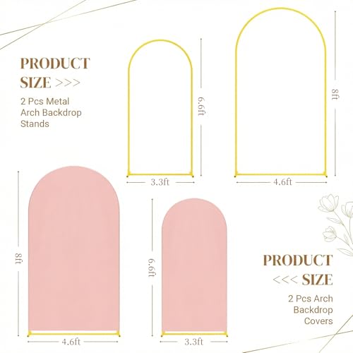 Toolterritary Metal Arch Backdrop Stand and Cover Set, 8FT, 6.6FT Party Backdrop, Easy to Assemble, Backdrop Stand for Parties, Birthday, Baby Shower - color: Dusty Rose, size: 8ft, 6.6ft
