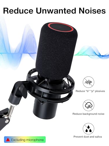SUNMON QuadCast 2 Mic Pop Filter, Mic Windscreen Compatible with HyperX QuadCast 2 Microphone - Mic Foam Noise Reduction,Improved Sound Quality